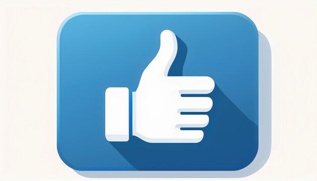 blue square with white thumbs up symbol flat style flat symbol simple minimalist digital ui ux app web social media button