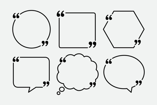 minimalist outline quote frames with circle, square, hexagon, speech, for graphic projects