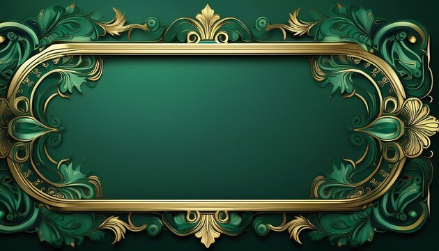 green ornate frame border with gold accents