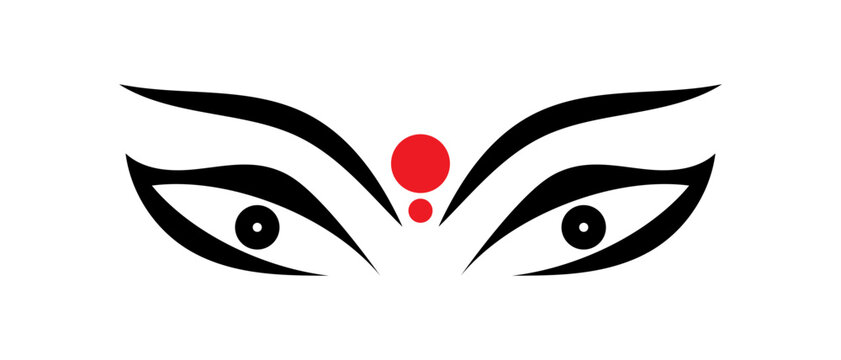 Goddess Durga Icon face, maa Durga Icon, lord of Durga, devi Durga face Icon, face icon of devi Durga and Navaratri,