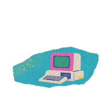 PNG Retro computer illustration art