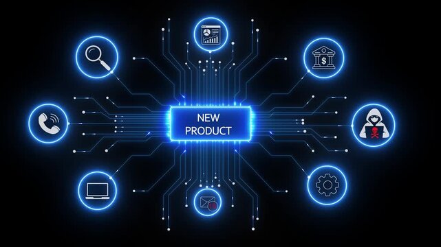 Outsourcing business concept animation with digital hud interface and global network technology