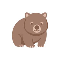Fototapeta premium Stout brown wombat animal character on white background.