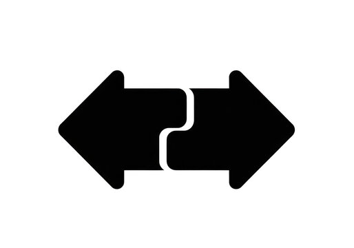 Black double arrow pointing in opposite directions isolated on transparent background