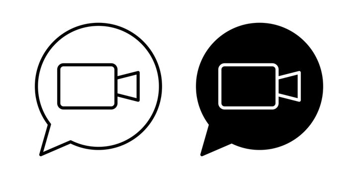 Video call icon solid pictograms series