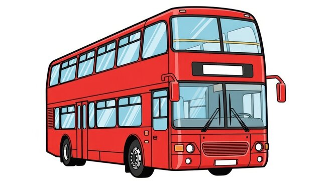 Classic Red Double Decker Bus Illustration.