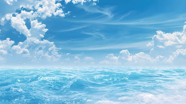 Beautiful blue ocean and sky background
