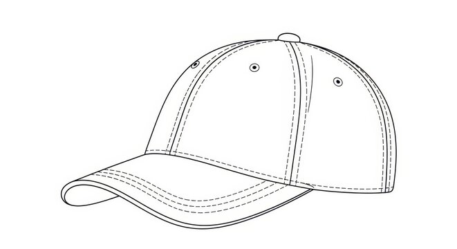 Classic Baseball Cap Line Art Illustration Vector.