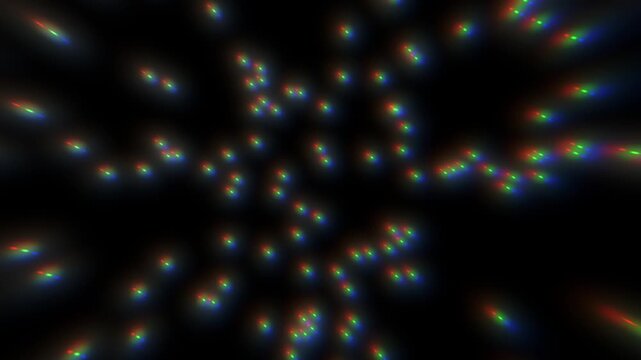 Light particles exploding expanding and floating on screen with zoom in camera movement