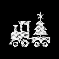 Obraz premium Festive knitted train illustration.