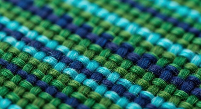 Close up of colorful woven fabric texture pattern.