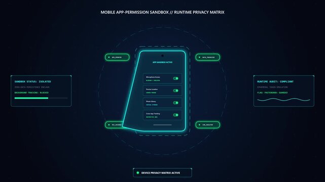Mobile App Permission Sandbox and Runtime Privacy HUD Interface