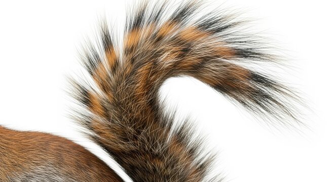 Close up of a squirrel tail with striped fur pattern.