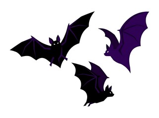 Fototapeta premium Three Halloween Bats Flying – Spooky Bat Group Illustration