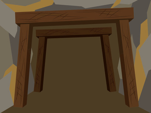 Mine Tunnel Support Beams Vector Illustration