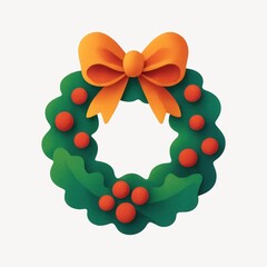 Naklejka premium Festive wreath with orange bow.