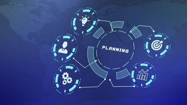 Strategic planning interface displaying corporate roadmaps, resource allocation models and business development frameworks.