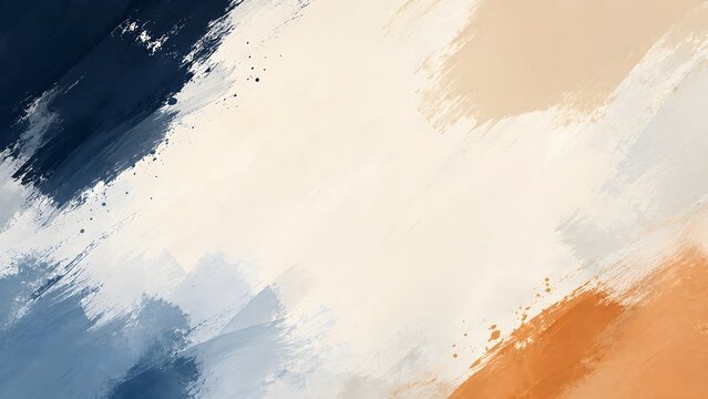 Abstract Painterly Brush Texture Background with Navy Blue and Orange