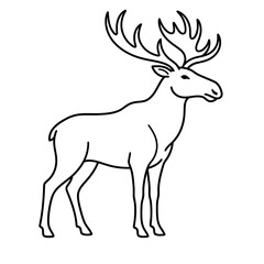 Obraz premium Line art illustration of a moose with antlers