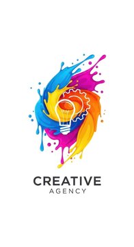 Colorful Abstract Paint Splash Creative Agency Logo Design.