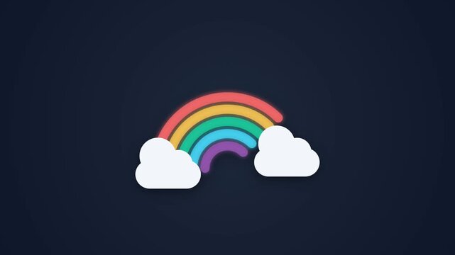Rainbow Cloud Animation Minimalist Weather Icon Graphic on Dark Blue Backdrop