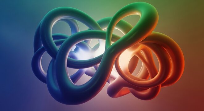 Colorful Abstract Infinity Knot Design with Gradient Background.