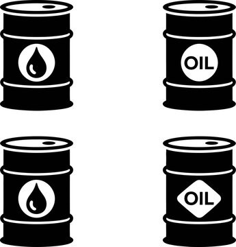 oil barrel icons. Vector Illustration