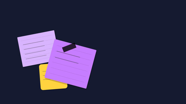 Floating colorful sticky notes in dark space
