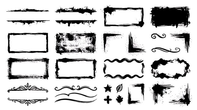Black vintage decorative border elements set