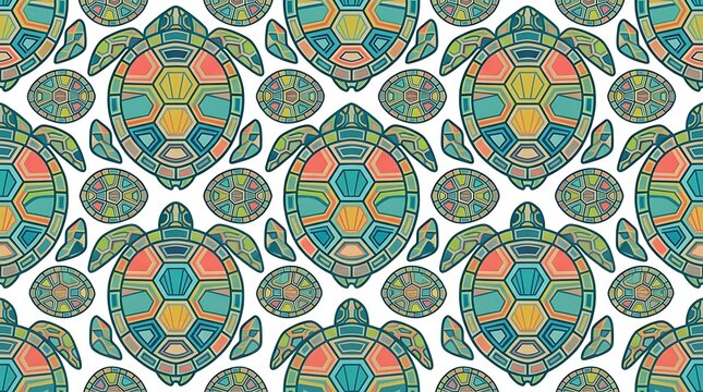 Colorful geometric turtle illustration collection