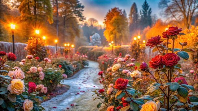 Spunbond hotbed for wintering roses in the autumn garden