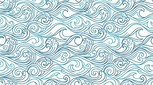 Intricate turquoise wave and scroll pattern