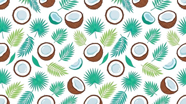 Tropical coconut and palm leaf pattern design
