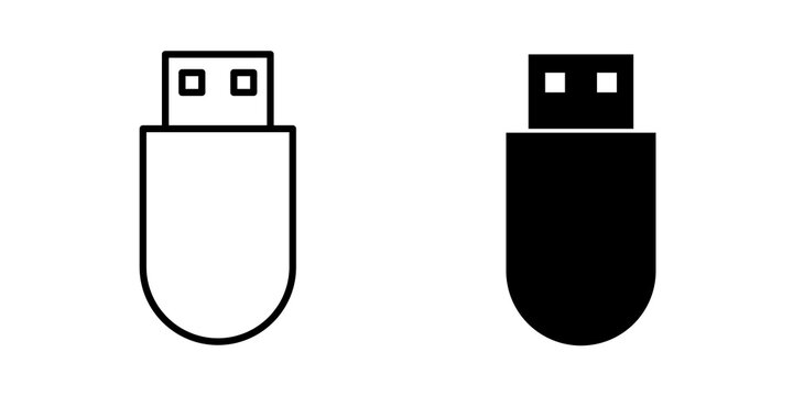 USB icon simple pictograms set