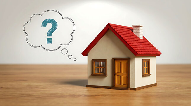 House model decision thinking question mark real estate concept
