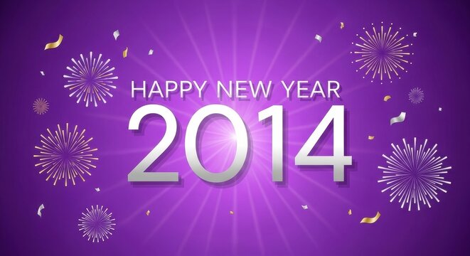 Colorful Happy New Year 2014 Celebration Background.