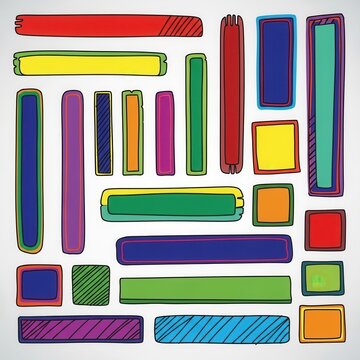 Colorful Hand Drawn Rectangular Shapes Collection.