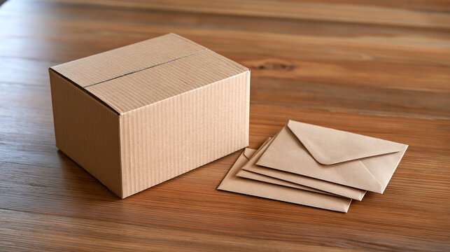Corrugated Carton and Stacked Kraft Mailers Ready for Shipping