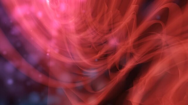 A mesmerizing vortex of vibrant red and pink light swirling into an intricate tapestry of flowing patterns that resemble cosmic nebulae
