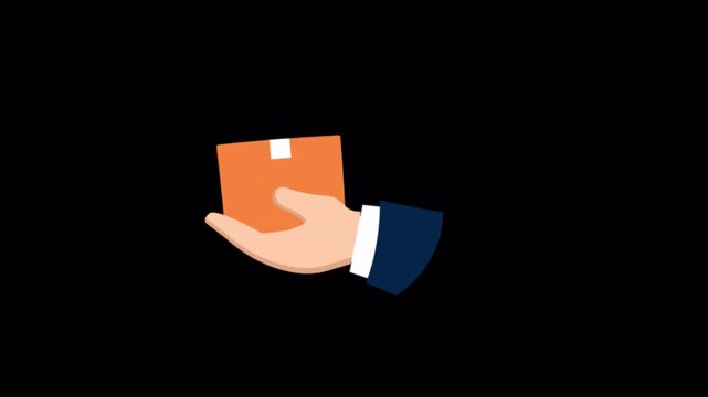 Animated Hand Holding a Delivery Package - Transparent