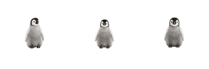 Set of cute baby penguin chicks fluffy emperor bird antarctic wildlife graphic collection isolated transparent background high resolution vector clipart png © Rama