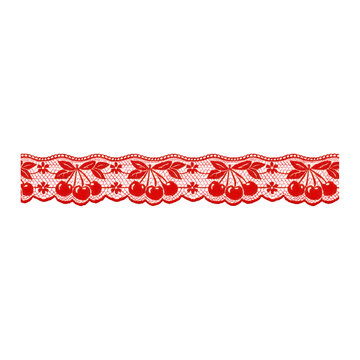 PNG Red lace cherry border design.