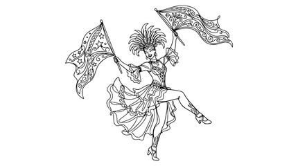 Fototapeta premium Cabaret Dancer with Flags Isolated