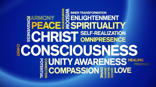 Christ Consciousness animated word cloud-text design animation tag kinetic typography seamless loop.