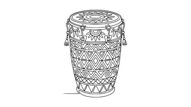 Ethnic Conga Drum Isolated Outline Drawing