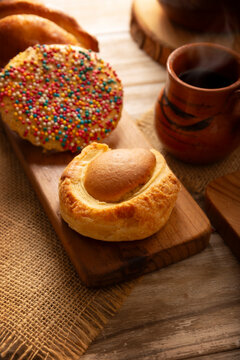 Mexican sweet bread, ojo de buey, galleta chochitos, made by hand, in Mexico it is called Pan Dulce and cannot be missing at breakfast or snack.