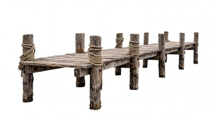 Fototapeta premium Old rustic wooden pier with rope details