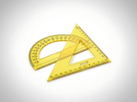 Yellow Protractor and Triangle Set Square Ruler Set