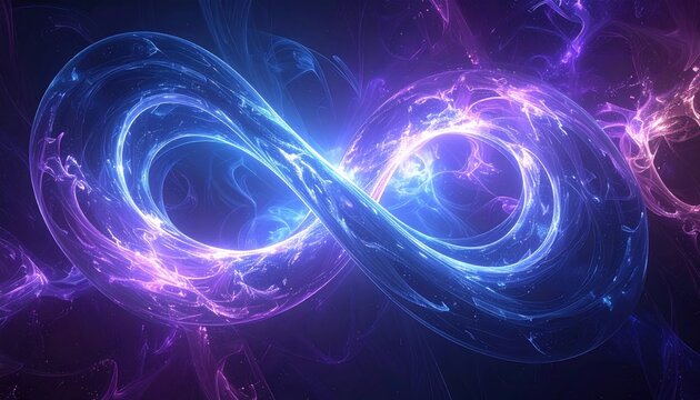 Illuminated Infinity Symbol Representing Quantum Entanglement and Cosmic Energy