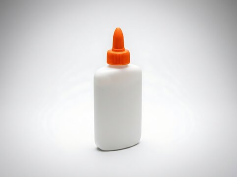 White Glue Bottle with Orange Cap Isolated on White Background